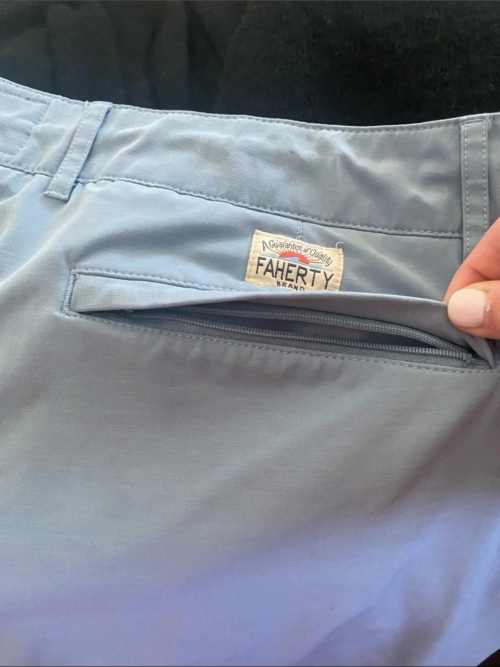 Faherty All Day Shorts 5” Inseam Blue Button Fly Trouser Shorts Size 36